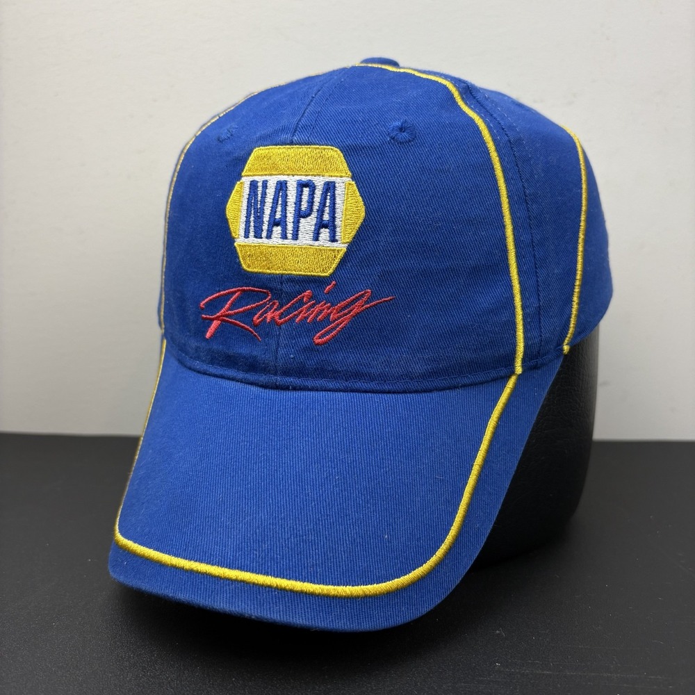 Vintage Y2K NAPA Racing Royal Blue Yellow Nascar Strapback Hat Cap Motorsports